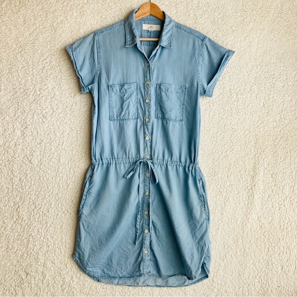 Thread & Supply Women's short sleeve chambray button down shirt dress, Sz S - Picture 4 of 17